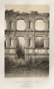 15. Yüzyılın Pitoresk Mimarisi veya Anıtları. ve XVI. Yüzyıllar: XV ve XVI Yüzyılların Fransa Kaleleri: Levha 74, Eski bir çizimden sonra Yıkılmış Bir Kale Galerisi by Victor Petit