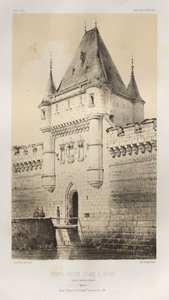 15. Yüzyılın Pitoresk Mimarisi veya Anıtları. ve XVI. Yüzyıllar: XV ve XVI Yüzyılların Fransa Kaleleri: Pl. 80, Porte Notre-Dame in Sens eski çizimlere göre (Yonne) by Victor Petit