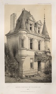 15. Yüzyılın Pitoresk Mimarisi veya Anıtları. ve XVI. Yüzyıllar: XV ve XVI Yüzyılların Chateaux De France: Levha 9, Eski Villeneuve Şatosu (Yonne) by Victor Petit