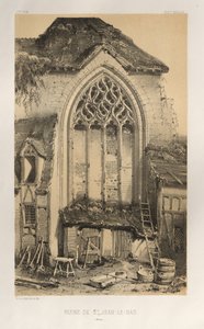 15. Yüzyılın Pitoresk Mimarisi veya Anıtları. ve XVI. Yüzyıllar: XV ve XVI Yüzyılların Fransa Kaleleri: Pl.17, St. Jean-Le-Bas Harabeleri (Aisne) by Victor Petit