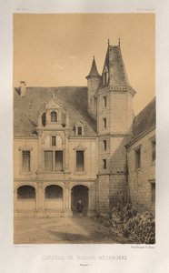 15. Yüzyılın Pitoresk Mimarisi veya Anıtları. ve XVI. Yüzyıllar: XV ve XVI Yüzyılların Chateaux De France: Levha 36, ​​Château De Rocher Mezangers (Mayenne) by Victor Petit