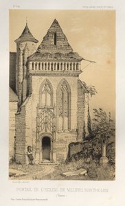 15. Yüzyılın Pitoresk Mimarisi veya Anıtları. ve XVI. Yüzyıllar: XV ve XVI Yüzyılların Chateaux De France: Pl.2, Villiers Sur-Tholon Kilisesi Portalı (Yonne) by Victor Petit