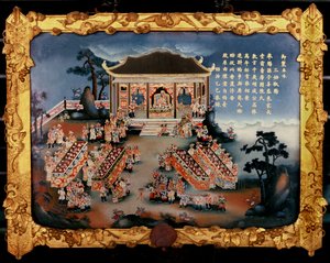 Mahkeme hayatı - bir şölen (cam üzerine boya) by Vietnamese School