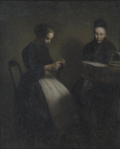 Çizim Odasında Akşam. Sanatçının Annesi ve Karısı by Vilhelm Hammershøi