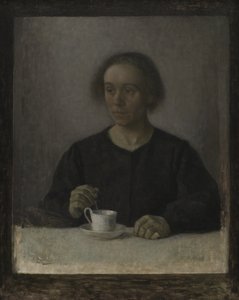 Sanatçının Karısı Ida Hammershøi, Çay Fincanı ile by Vilhelm Hammershøi