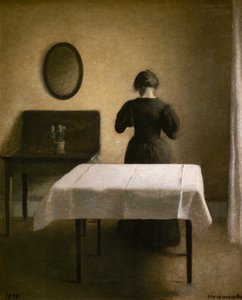 Arka bir kadınla iç by Vilhelm Hammershoi