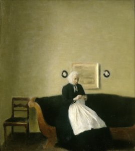 Sanatçının Annesiyle İç Mekan by Vilhelm Hammershoi