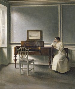 Piyanoyla Okuyan Kadın, 1907 by Vilhelm Hammershoi