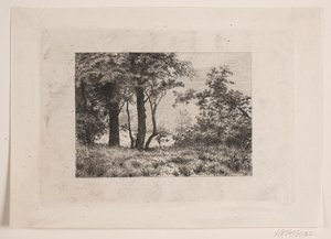 Bir ormanın kenarında meşe ağaçları by Vilhelm Kyhn