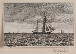 Tam yelken için bir galease by Vilhelm Kyhn