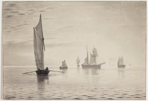 Gölde sakin havalarda gemiler by Vilhelm Kyhn