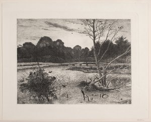Bir ormanda gün batımı by Vilhelm Kyhn