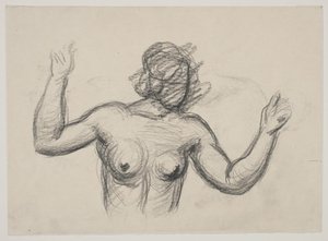 Kadın figürü, yarı figür, kollarını kaldırıyor by Vilhelm Lundstrøm