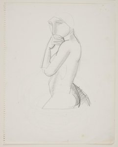 Kadın manken, 3/4 figür, el ağıza by Vilhelm Lundstrøm