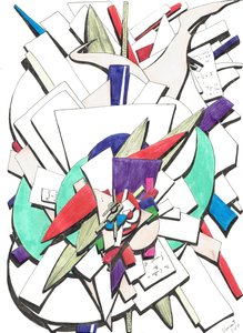 Atop, 2017, (Kağıt Üzerine Renkli Mürekkep) by Vincent Alexander Booth