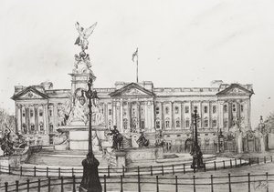 Buckingham Sarayı, Londra, 2006, (Kağıt Üzerine Mürekkep) by Vincent Alexander Booth