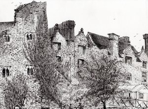 Castle Harap Hay on Wye, 2007, (kağıt üzerine mürekkep) by Vincent Alexander Booth