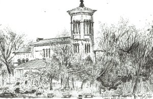 Thames karşısında kilise, 2004, (Kağıt üzerine mürekkep) by Vincent Alexander Booth