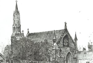 Kilise, Stonehaven, İskoçya, 2007, (Kağıt üzerine mürekkep) by Vincent Alexander Booth