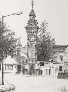 Saat Kulesi, Hay on Wye, 2007, (Kağıt Üzerine Mürekkep) by Vincent Alexander Booth
