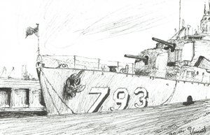 Destroyer 793 Boston Denizcilik Müzesi, 2003, (Kağıt üzerine mürekkep) by Vincent Alexander Booth