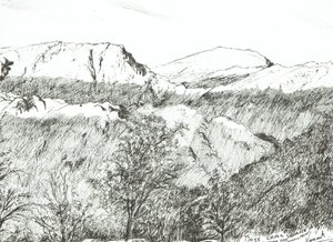 Dove Crag at Sunrise, 2003, (Kağıt üzerine mürekkep) by Vincent Alexander Booth