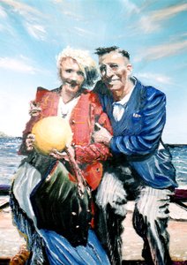 Deniz kenarında top ile büyükanne ve büyükbaba, 2017 by Vincent Alexander Booth