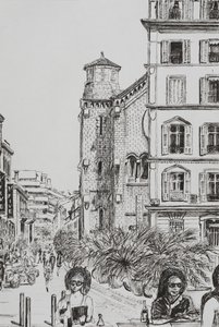 Hotel 5 ve Notre Dame Cannes, 2014, (kağıt üzerine mürekkep) by Vincent Alexander Booth
