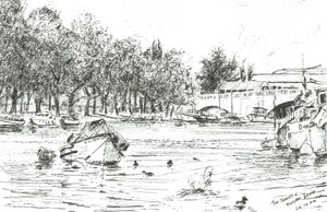 Kingston Bridge Londra, 2004, (Kağıt üzerine mürekkep) by Vincent Alexander Booth