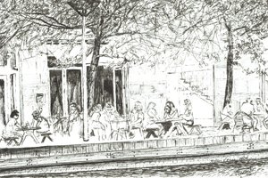 Sürahi ve Piyano çubuğu Manchester, 2005, (Kağıt üzerine mürekkep) by Vincent Alexander Booth