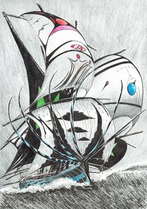 Storm Creators Andaman Denizi, 2017, (Kağıt Üzerine Mürekkep) by Vincent Alexander Booth