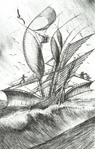 Storm Creators Pacific Ocean, 2017, (Kağıt Üzerine Mürekkep ) by Vincent Alexander Booth