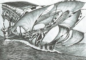 Storm Creators Tasman Sea, 2017, (Kağıt Üzerine Mürekkep) by Vincent Alexander Booth
