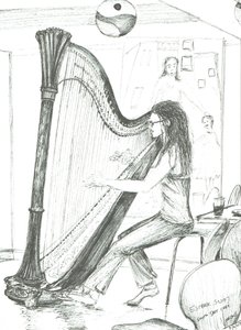 Harpist 8. gün kafe Manchester, 2007 by Vincent Alexander Booth
