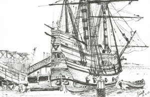 Mayflower, Plymouth, Massachusetts. 2003, (Kağıt üzerine mürekkep) by Vincent Alexander Booth