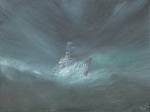 USS Warrington, Bahamalar açıklarındaki Kasırgada 13 Eylül 1944, 2019 by Vincent Alexander Booth