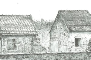 Fransa/İsviçre sınırına yakın ev, 2008; (kağıt üzerine mürekkep) by Vincent Alexander Booth