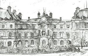 Jardin Luxembourg Paris, 2003, (Kağıt üzerine mürekkep) by Vincent Alexander Booth