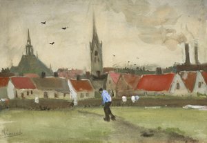 Nieuwe Kerk ile Lahey manzarası, 1882. by Vincent van Gogh