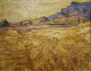 Azrail ve güneş ile buğday tarlası, 1889. by Vincent van Gogh