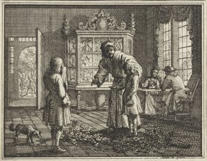 Baba çocuklarını azarlıyor by Vincent Laurensz. van der Vinne (II)
