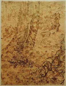 Sanatoryum bahçesinde sarmaşıklı ağaçlar by Vincent van Gogh