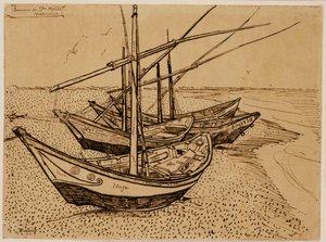 Saintes-Maries-de-la-Mer Sahilinde Balıkçı Tekneleri by Vincent van Gogh