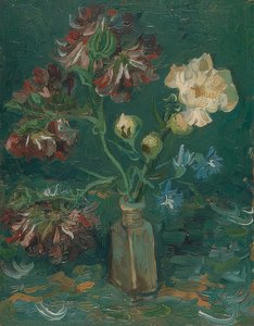 Şakayık ve delphinium ile şişe. 1886 by Vincent van Gogh