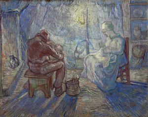 "Gece" (Gece) Bir İç Mekanda Köylü Ailesi - Vincent van Gogh