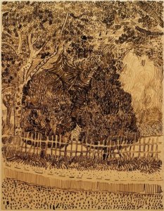 Bir çit ile park by Vincent van Gogh
