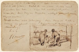 İki Köylü Kazan Kartpostal, 1885. by Vincent van Gogh