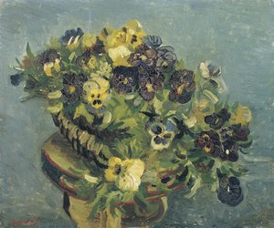 "Pet de pansies sur une petite table" (Küçük bir masada hercai menekşe sepeti) Vincent van Gogh