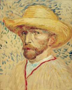 Hasır şapka ve ressam önlüğü ile otoportre by Vincent van Gogh