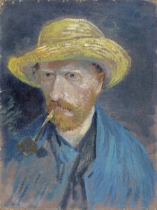 Hasır Şapka ve Pipo ile Otoportre par Gogh, Vincent, van (1853-1890). Tuval üzerine yağlı boya, ebat : 42,5x32,1 by Vincent van Gogh